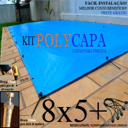 Capa para Piscina América 8x5 + 32 LonaFlex 20cm + 32 LonaFix Proteção